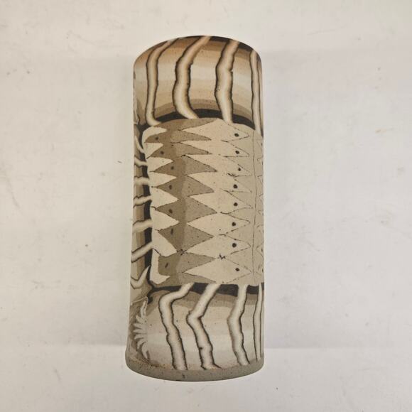 VTG Siegele and Haley Buzzard Mountain Pottery Signed 1995 Slab Vase Nerikomi - Picture 3 of 7